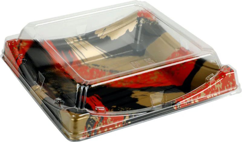 RED/GOLD PLASTIC SQUARE BOX 183.6X183.6X38MM 20SET (#200301) - Image 2