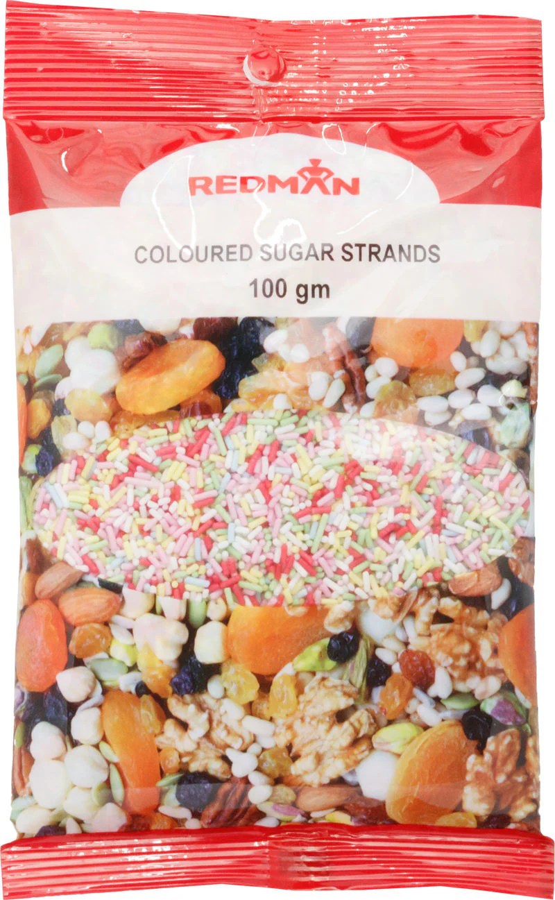 DECOR SUGAR STRANDS COLOURED 100G (#200871)