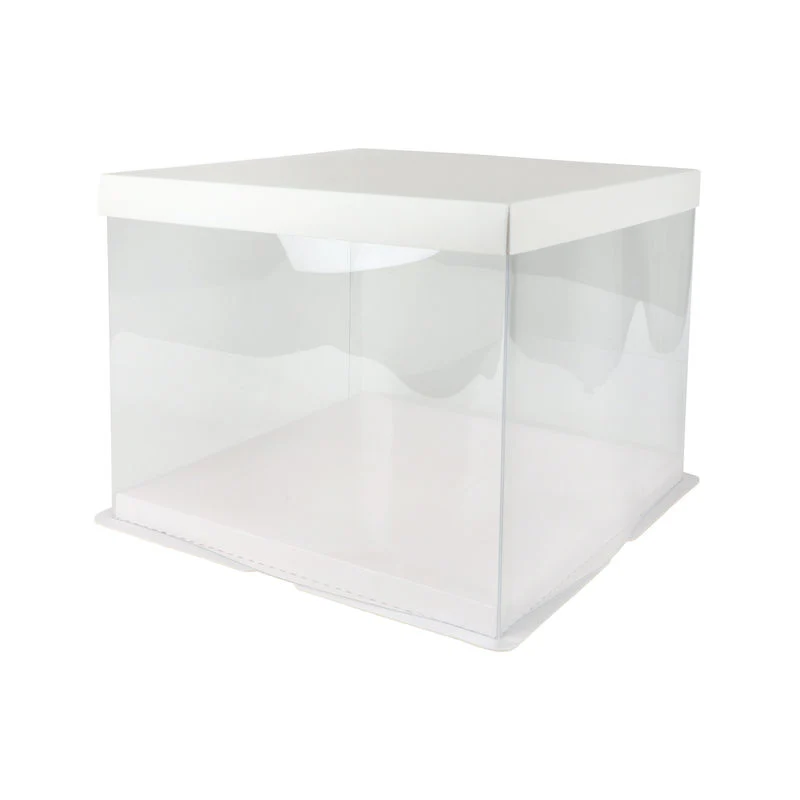 PVC DISPLAY CAKE BOX WHITE 25.5x25.5xH18CM (#201699)
